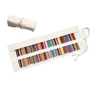 YISENJEE Tela Su Rotolo Astuccio Portapenne In Tela Tinta Unita Con Rotolo Di Grande Capacità Per Articoli Artistici-Off-White-12 Holes