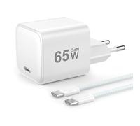 YISH 65W Caricatore USB C Rapido - GaN PD3.0 Caricabatterie USB C Alimentatore Presa Compatibile con iPhone 17 16 15 Galaxy S25 S24 MacBook Carica Batterie Cellulare Tipo C Spina, con 60W Cavo C 1M