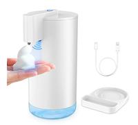 YISH Dispenser Sapone Liquido Automatico per Mani Schiuma Erogatore: Bianco con Sensore Touchless per Bagno Kithcen 260ml USB Ricaricabile