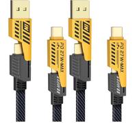 YISH Multi Cavo di Ricarica 4 in 1：[1.8M] Nylon Universale Multiplo USB Cavetto con USB A/USB Tipo C a 65W USB C+ 27W PD Cavo Dati Filo Caricatore Compatibile con iPhone Samsung Huawei Macbook iPad