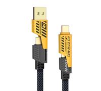 YISH Multi Cavo di Ricarica 4 in 1：[1.8M] Nylon Universale Multiplo USB Cavetto con USB A/USB Tipo C a 65W USB C+ 27W PD Cavo Dati Filo Caricatore Compatibile con iPhone Samsung Huawei Macbook iPad