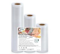 YISH Sacchetti Sottovuoto Alimenti：3 Rotoli Buste Sottovuoto Alimenti 15/20/28x300cm, Sacchetti Sottovuoto Goffrati Senza BPA, Rotoli Sottovuoto Alimenti per Macchina Sottovuoto e Sous Vide Cucina