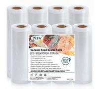 YISH Sacchetti Sottovuoto Rotolo Sottovuoto-Alimenti: Rotolo Sottovuoto Alimenti per Macchina Sottovuoto, Buste Sottovuoto Alimenti Goffrati Senza BPA per Cottura Sous Vide, 20/28x300cm 8 Rotolo