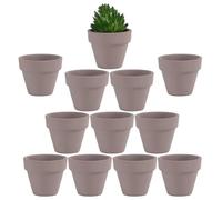 Yishang Piccoli vasi in terracotta grigia da 3,2 cm, confezione da 12 mini vasi in argilla bianca con fori di drenaggio per fiori in terra cotta per piccoli cactus, erbe, piante grasse, artigianato