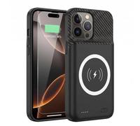 YISHDA Custodia con batteria da 10000 mAh per iPhone 16 Pro Max, nera, con pellicola protettiva, compatibile con ricarica wireless Qi, custodia protettiva portatile per caricabatterie