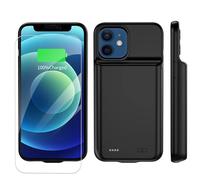 YISHDA Custodia sottile con batteria da 6800 mAh per iPhone 12 Mini / 13 Mini (5,4 pollici), custodia protettiva ricaricabile portatile, custodia di ricarica, nera