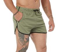 Yishengwan Costumi da Bagno Uomo Pantaloncini da Bagno, Asciugatura Rapida Pantaloncini da Spiaggia Pantalone Corto per Vacanze al Mare Verde Esercito L