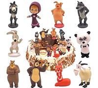 YISKY Masha e Orso Cake Topper, 10 Pezzi Masha e Orso Mini Figures Set, Cake Figurine Decorazione, Masha Cake Topper Mini Figurine, Decorazioni per Torte per Bambini e Baby Shower Forniture