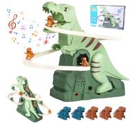 YISKY Pista Educativa con Scivolo per Bambini, Giocattoli Elettrici Dinosauro Che Scalano, Giocattolo Dinosauro Arrampicatore, Giocattolo Dinosauro Rampicante, Set Gioco con Luci e Musica per Bambini