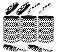yisncka 24 braccialetti per feste da corsa, a scacchi, in silicone, motivo scozzese, per auto da corsa, decorazioni per feste di compleanno, per corse, auto da corsa