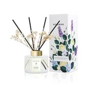 YISOWUH diffusore di oli essenziali-profumatore per ambienti-diffusore profumo ambiente, 150ml Eucalipto e Lavanda Profumo Diffusore con 8 bastoni Profumo di lunga durata per la casa