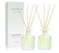 YISOWUH Reed Diffusore - Lino pulito 3.38oz (100ml) 2 Pack Olio Essenziale Reed Set Diffusore con 16 bastoni, profumo di lunga durata per la casa, bagno, camera da letto, arredamento
