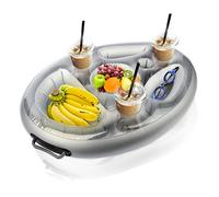 Yisscen Portabibite Gonfiabile Galleggiante, Portabevande 2-in-1 e Porta Snack Bar Piscina 8 Fori Sottobicchieri di Grande Capacità, Portabottiglie Gonfiabile Galleggiante Festa in Piscina Estiva