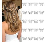 YISSION 20 mini fermagli per capelli a forma di farfalla con strass, graziosi, argentati, piccoli fermagli decorativi per capelli da sposa, accessori per capelli da sposa, per ragazze e donne