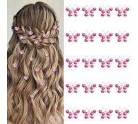 YISSION 20 mini fermagli per capelli a forma di farfalla con strass, graziosi, rosa acceso, piccoli fermagli decorativi per capelli da sposa, accessori per capelli da sposa, per ragazze e donne
