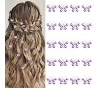 YISSION 20 mini fermagli per capelli a forma di farfalla con strass, graziosi, viola, piccoli fermagli decorativi per capelli da sposa, accessori per capelli da sposa, per ragazze e donne