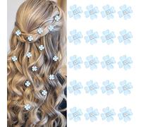 YISSION 20 mini fermagli per capelli a forma di fiore blu con strass, graziose forcine decorative per capelli da sposa, accessori per capelli da sposa, per ragazze e donne