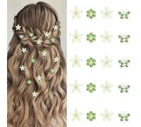 YISSION 20 mini fermagli per capelli a forma di fiore con strass, a forma di farfalla, piccoli fermagli decorativi per capelli da sposa, fermagli per capelli verdi, accessori per capelli per ragazze e