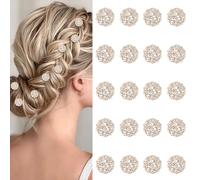 YISSION 20 mini fermagli per capelli a forma di fiore con strass, graziosi, in cristallo, dorati, piccoli fermagli per capelli decorativi, per matrimoni, accessori per capelli da sposa, per ragazze e