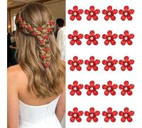 YISSION 20 mini fermagli per capelli con motivo scozzese rosso, con strass, forcine decorative per capelli per donne e ragazze, accessori per acconciature da sposa, ballo di fine anno, per uso
