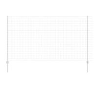 Yisssmeng 1,4 x 10 m Silver Steel Garden Fence Panels with Posts Modern Outdoor Privacy Screen for Yard Patio Balcony Easy Assembly Durable Metal Border for Pets Plants