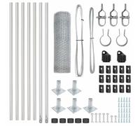 Yisssmeng 10 x 0,6 m Silver Steel Garden Fence Panel with 25 mm Mesh, Weather-Resistant Border Kit for Yard, Patio, Dog Run, Includes 5 Concrete Posts, Modern Design for Outdoor Privacy and Safety