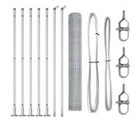 Yisssmeng 10 x 1,2 m Silver Steel Garden Fence Mesh 25 mm Cells Modern Outdoor Panel Set with 5 Posts Robusto Weather-Resistant Border for Yard Patio Pet Barrier