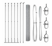 Yisssmeng 10 x 1 m Silver Steel Garden Fence Mesh Panel 19 x 19 mm Mesh Design moderno robusto e resistente alle intemperie Set da esterno con 5 post concrete per barriere animali da giardino patio