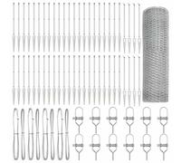 Yisssmeng 100 x 0,4 m Silver Steel Garden Fence Panel with 52 Spike Posts, Modern Mesh Design, Rust-Resistant Outdoor Border for Yard, Patio, Dog & Flower Bed, Easy Assembly