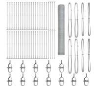 Yisssmeng 100 x 1,2 m Silver Steel Garden Fence Kit 44 Posts 25 mm Mesh Modern Durable Outdoor Panel Set for Yard Patio Pet Barrier