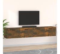 Yisssmeng 2 cabinets Floating Wall Cabinets Smoked Oak 100 x 36,5 x 35 cm Wood Composite Modern Design Robusto Storage for Living Room Corridor Bedroom