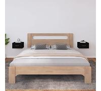 Yisssmeng 2 pezzi Black Floating Nightstand Set Solid Pine Wood Wall Mount Bedside Shelf 40 x 29,5 x 22 cm Space Saving Storage Cabinet for Bedroom Living Room or Corridor