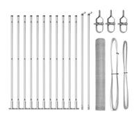 Yisssmeng 25 m Silver Steel Garden Fence Kit 13 mm Mesh Panels with 11 Concrete Posts Modern Design Robusto Outdoor Barrier for Yard Patio Pet Safety