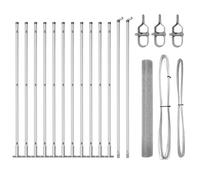 Yisssmeng 25 m Silver Steel Garden Fence Kit 16 mm Mesh Panels with 11 Concrete Posts Modern Durable Outdoor Privacy Barrier for Yard Patio Balcony