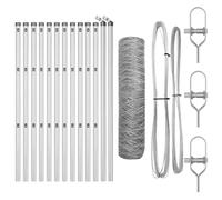 Yisssmeng 25 m Silver Steel Garden Fence Kit 50 mm Mesh Panels & 13 Posts Design Moderno Robusto & Durevole per Yard Patio Pet Barrier Outdoor Paravento