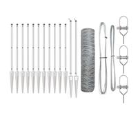 Yisssmeng 25 m Silver Steel Garden Fence Kit 50 mm Mesh Panels & 13 Spike Posts Modern Durable Outdoor Barrier for Yard Patio Pet Safety