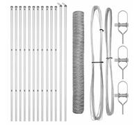 Yisssmeng 25 x 1 m Silver Garden Fence Panels 50 mm Mesh Steel Outdoor Border Kit with 26 posts Modern Design Robusto for Yard Patio Pet Barrier