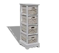 Yisssmeng 25 x 28 x 74 cm Small Storage Cabinet with 4 foldable Baskets, Paulownia Wood Frame, 50 kg Total Load, Lightweight Sideboard for Living Room, Entryway, Bedroom