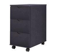 Yisssmeng 3-Drawer Rolling Storage Cabinet 33 x 45 x 60 cm Black Wood-Plastic Mobile Office Organizer for Living Room Bedroom Study
