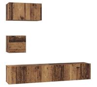 Yisssmeng 3-TLG - Mobile da parete per TV in legno antico, 80 x 30 x 30 cm, 7 ripiani e porte per soggiorno/camera da letto corridoio