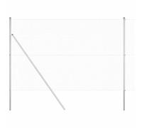 Yisssmeng 32 ft Silver Steel Garden Fence Panels with Posts 16 mm Mesh Weather-Resistant Modular Outdoor Barrier for Yard Patio Pet Barrier