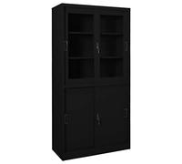 Yisssmeng 35,4" W Steel Storage Cabinet with Sliding Doors Black 70,9" H Lockable Metal Office Organizer for Home Office Workshop Garage
