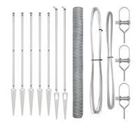 Yisssmeng 36 mm Mesh Garden Fence Silver 10 x 1,5 m Steel Fence Panel with 14 Spike Posts Modern Design Robusto Outdoor Barrier for Yard Patio Pet Safety