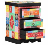 Yisssmeng 3Drawer Colorful Cube Storage Cabinet, Solid Mango Wood Credenza 40 x 40 x 60 cm, Modern Compact Chest for Living Room Bedroom Entryway