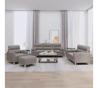 Yisssmeng 4-TLG. Talpa - Set di divani in tessuto, 78-198 cm, struttura in compensato, con cuscino cilindrico e sgabello