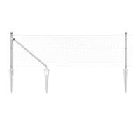 Yisssmeng 40 x 40 mm Mesh Garden Fence Silver 32,8 ft x 1,3 ft Steel Fence Panel Kit with 5 Posts Modern Design Robusto & UV Stable for Yard Patio Outdoor Use