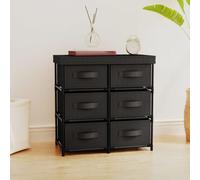 Yisssmeng 6-Drawer Storage Cabinet 55 x 29 x 55 cm Black Steel & Polyester Fabric Frame, Lightweight Yet Sturdy Organizer for Closet, Bedroom or Office, Easy Assemble Multi-Purpose Locker
