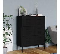 Yisssmeng 6-Drawer Storage Cabinet Black 80 x 35 x 101,5 cm, Heavy Duty Steel Office Locker, Smooth-Ball-Bearing, carico 120 kg, Easy Clean Metal Filing Organizer for Living Room, Corridor, Garage