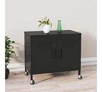 Yisssmeng 60 x 35 x 56 cm Black Steel Storage Cabinet on Wheels, Adjustable Shelf Holds 35 kg, Lockable Ventilated Garage Locker for Basement, Office, Kitchen, Workshop and Balcony
