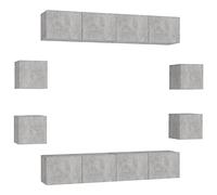 Yisssmeng 8 ripiani per TV, grigio cemento, 80 x 30 x 30 cm, in legno da appendere, design moderno, extra per soggiorno, camera da letto, ufficio